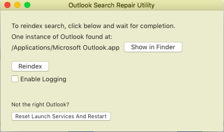 microsoft outlook for mac indexing utility
